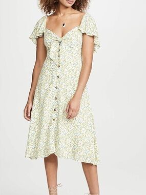 ASTR the Label Rachelle Cap Sleeve Lemon Print Retro Maxi Dress